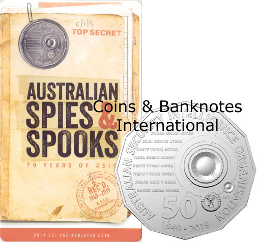 2019 Australia 50 Cents (Australian Spies & Spooks) in card